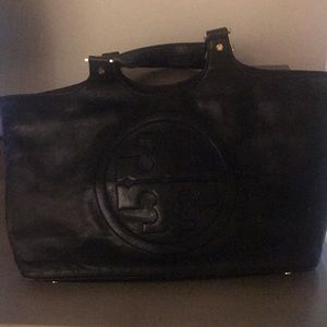 Tory Burch Black leather tote.